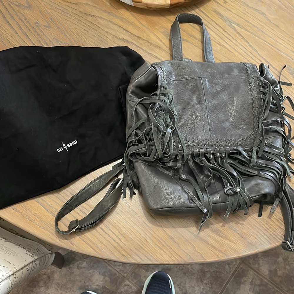Day & Mood leather backpack fringe bag